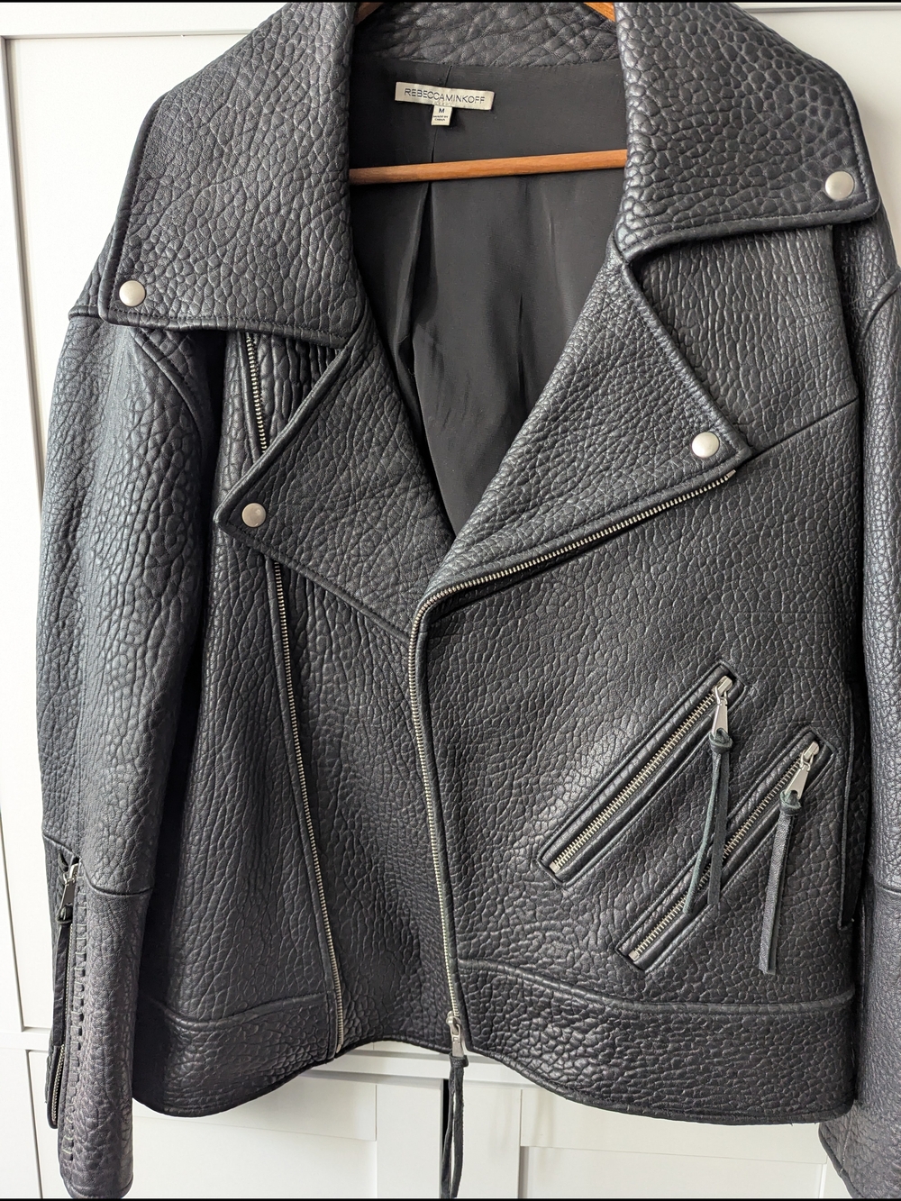 Rebecca Minkoff Medium Black Textured Leather Moto Jacket